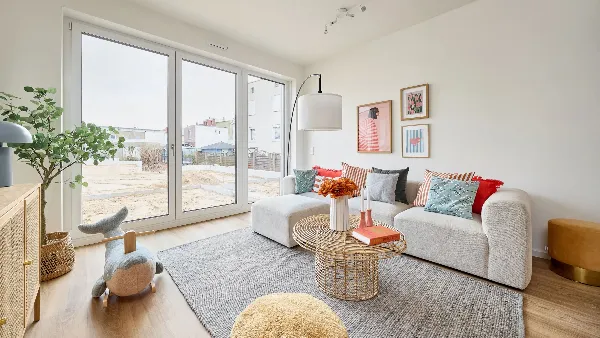 Wohnzimmer des Musterhauses in UPTOWN Living